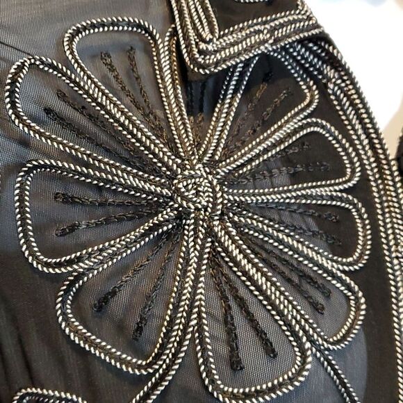 Stonebridge Signature L Black White Floral Weave ZipUp Sheer Cardigan Blouse 524 - Picture 4 of 9